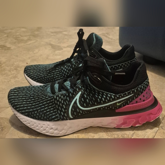Nike React Infinity Run Flyknit 3 Black Pink Turquoise Shoes Size 11 DD3024-003 - Picture 1 of 8